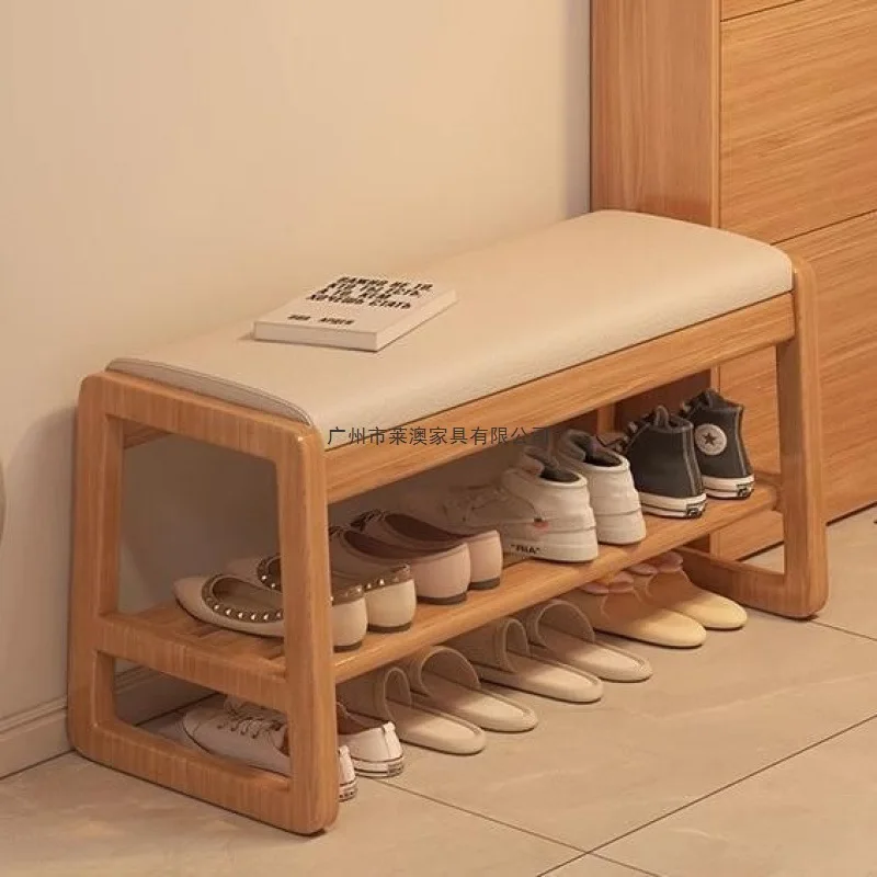 

Табурет для смены обуви из массива дерева, бытовая мягкая подушка для сиденья в дверь, узкая полка для обуви, может сидеть на входе, а