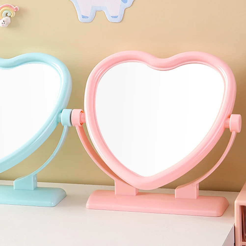 Double Sided Makeup Mirror Heart Shaped Mirrors for Bedroom Table Top Aesthetic Vanity Desk