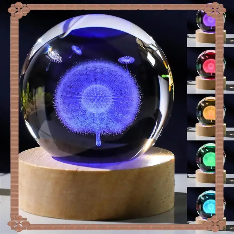 24-Hour Delivery LED 3D Engraved Ball Night Light With USB Base Table Lamp For Bedroom Home Decor Gifts For Women And Girls