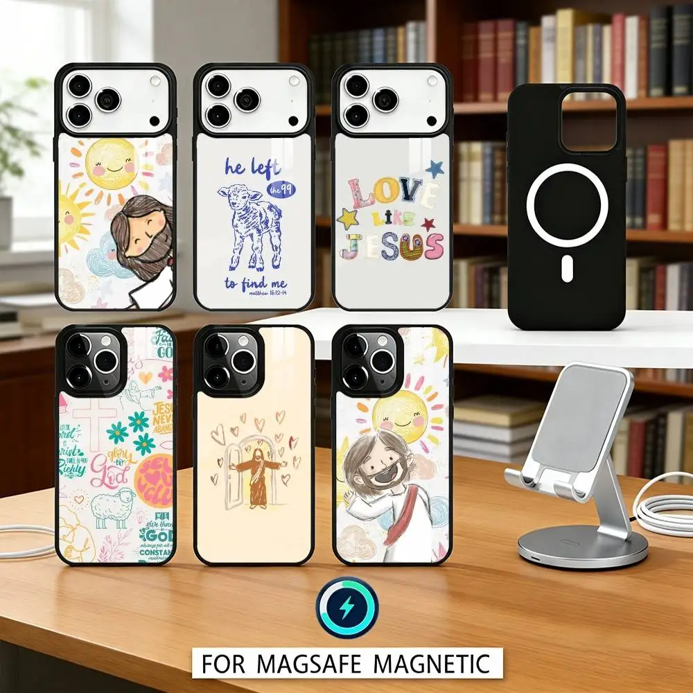 

Love Like Jesus Cartoon Phone Case For iPhone17,16,15,14,13,12,Pro,Max,Magnetic For Magsafe Wireless Charging