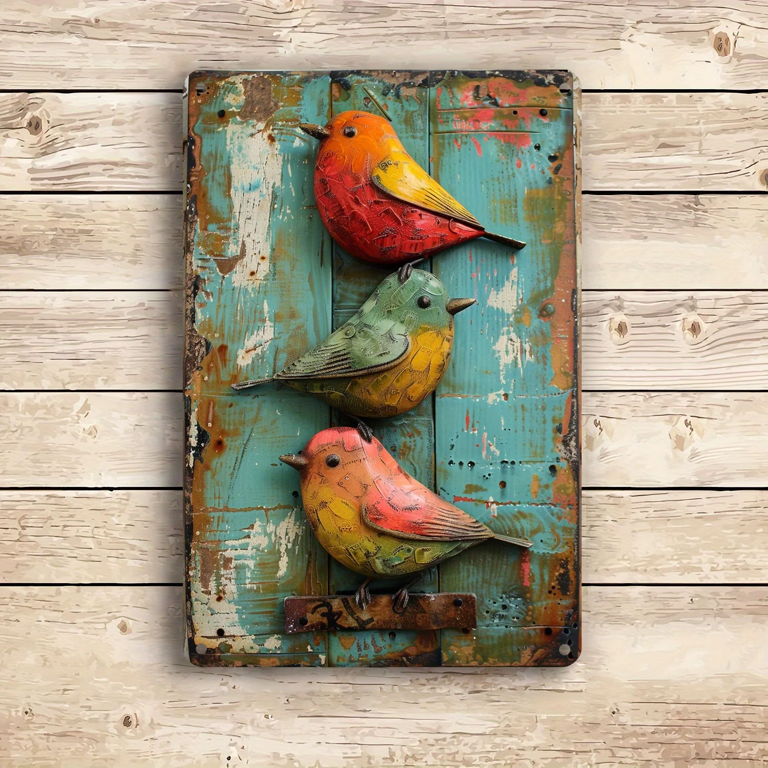 1PC Vintage โลโก้ดีบุกสีน้ํา Bird Wall ตกแต่งน่ารักตกแต่งนกเนอสเซอรี่สัตว์ Home Bar Board Wall ตกแต่ง