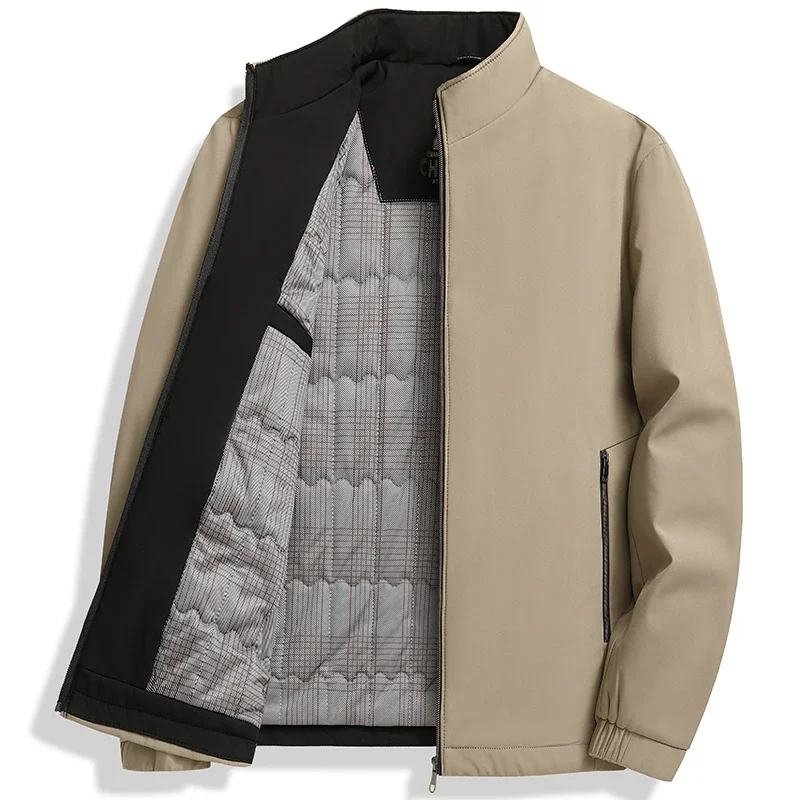 

Male Cotton Lining Solid Color Parkas Men Zipper Stand Up Collar Casual Warm Cotton Parkas Clothes Men's Winter Warm Jacket