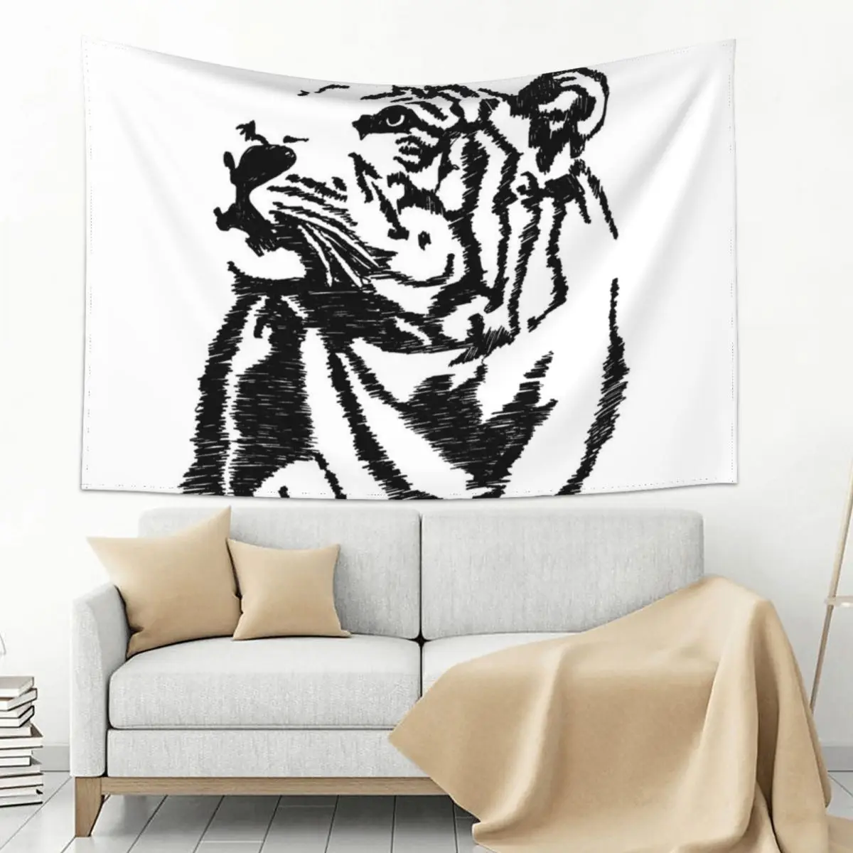 

Tiger Sketch Tapestry Decorative Wall Murals Home Decoration