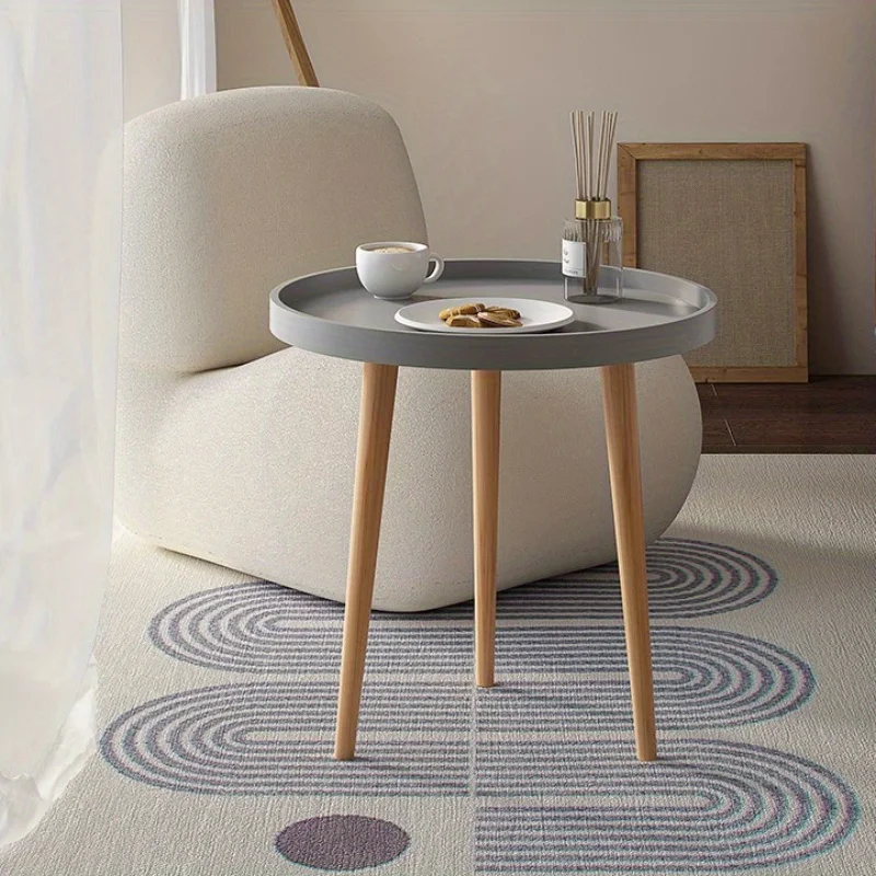 Minimalist Coffee Table, Nordic Style Round Table With Three Wooden Legs, Side Table Used For Living Room, Bedroom, And Balcony