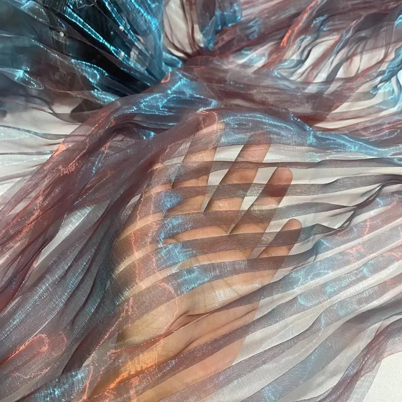 

2 ярда сценическая съемка фон украшение ручной работы DIY дизайн одежды ткань Фэнтезийный орган плиссированная ткань из органзы для шитья