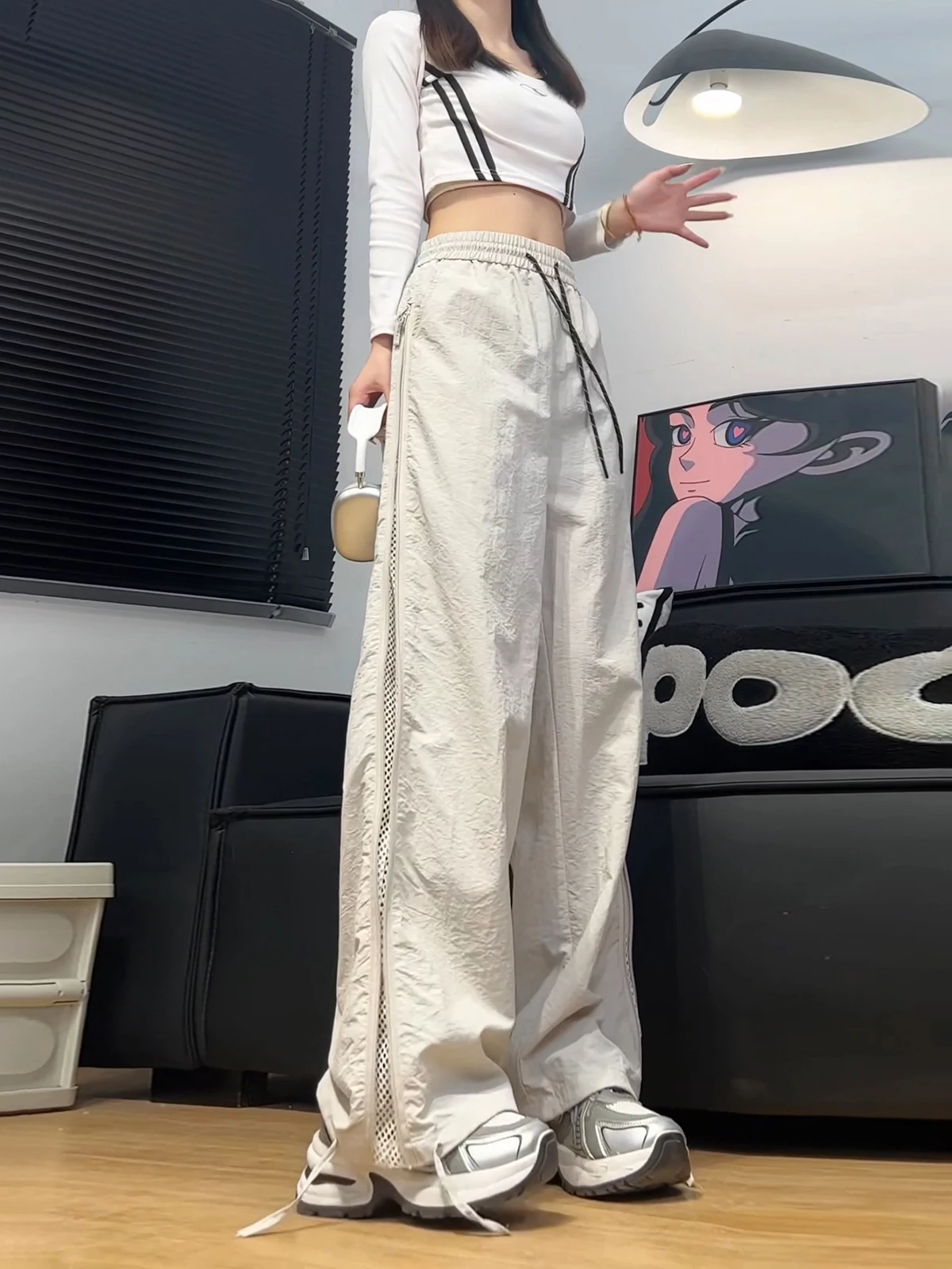 

Серые дышащие брюки из сетчатой ткани Ice Silk для мужчин, летние, с молнией, в стиле парашютиста, быстросохнущие, для активного отдыха, повседневные, прямого кроя