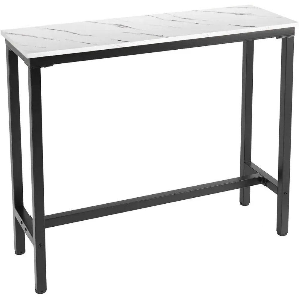 

Comfort corner 47 inch Bar Table, White Pub Table Kitchen Dining Coffee Table High Writing Computer Table with Laminate Marble