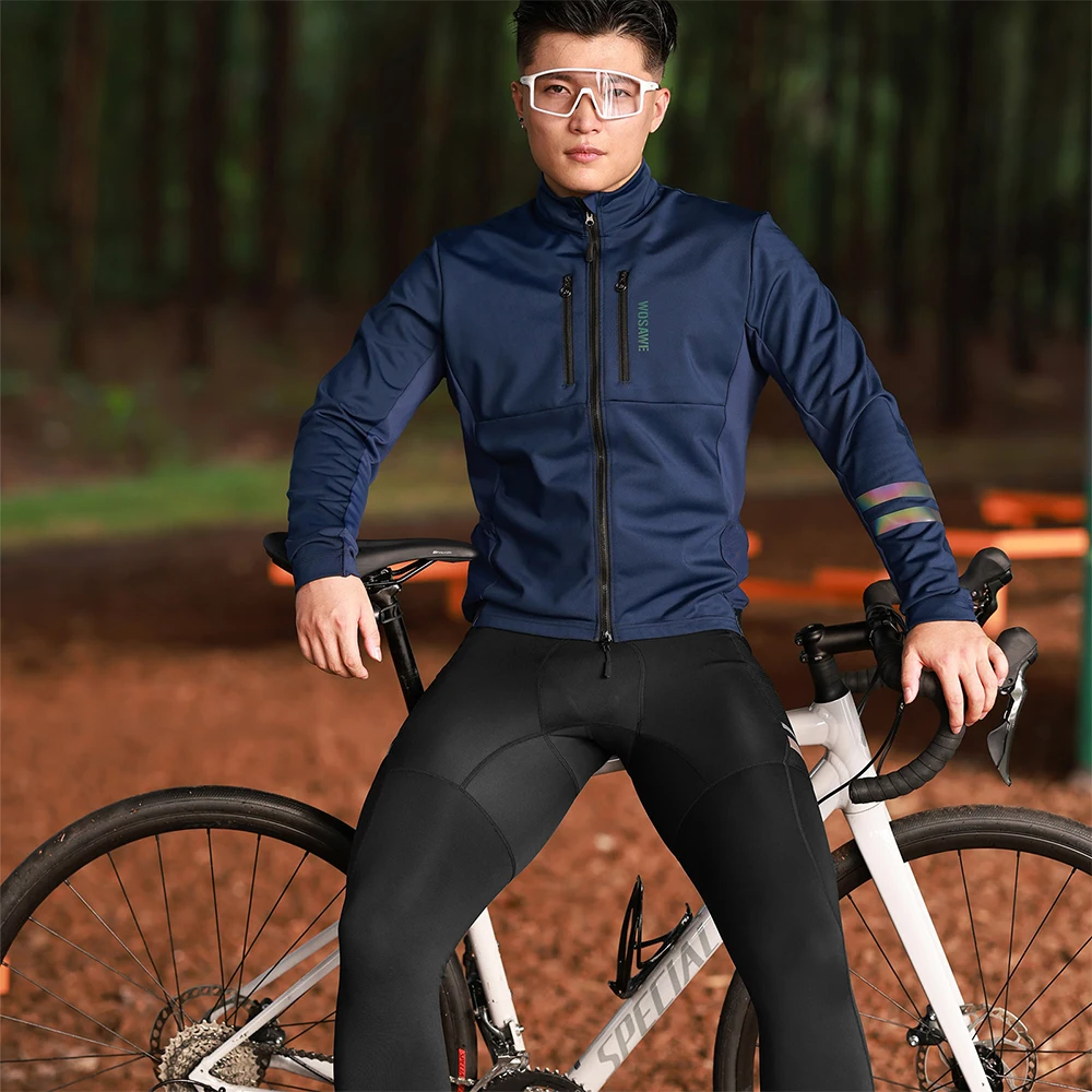 WOSAWE Cycling Jersey Winter Thermal Fleece Pro Cycling Jersey Men Long Sleeve Jacket Keep Warm Bicycle Clothing with YKK Zipper