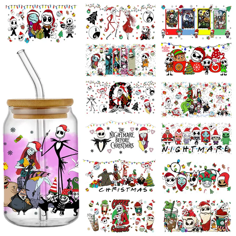 A Christmas Carol 16oz UV DTF Cup Wrap Jack Snow Transfer Sticker Cartoon For Glass Tumbler Can Self-adhesive Waterproof Decals