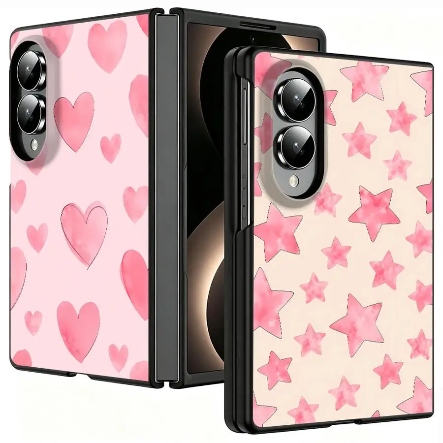 Phone Capa Case for Samsung Galaxy ZFold8 Z Fold8 Wide ZFold Wide Z Fold 8 Pink Flower Heart