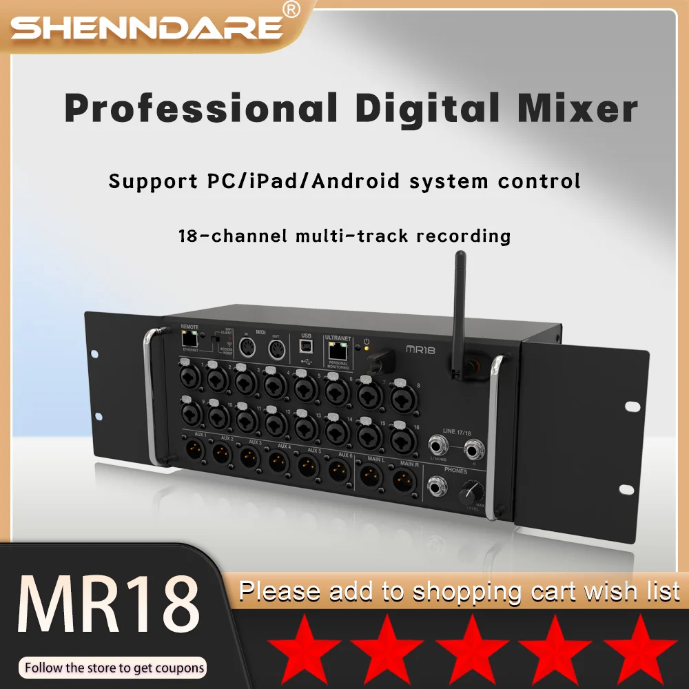 Air1:1MR18/XR18 خلاط رقمي احترافي مزود بـ 18 قناة DJ وحدة تحكم متعددة المسارات لتسجيل الاستوديو شريط طاولة الصوت DJ مرحلة الأداء خلاط WIFI USB PC APP التحكم في البرامج