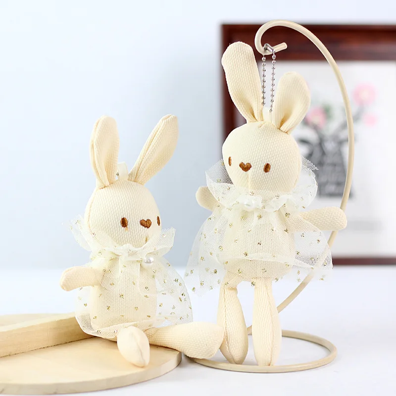 Cute Yarn Skirt Rabbit Plush Pendant Soft Cotton Animal Plush Stuffed Toy Keychain Cartoon Bag Pendant Child Girl Birthday Gift