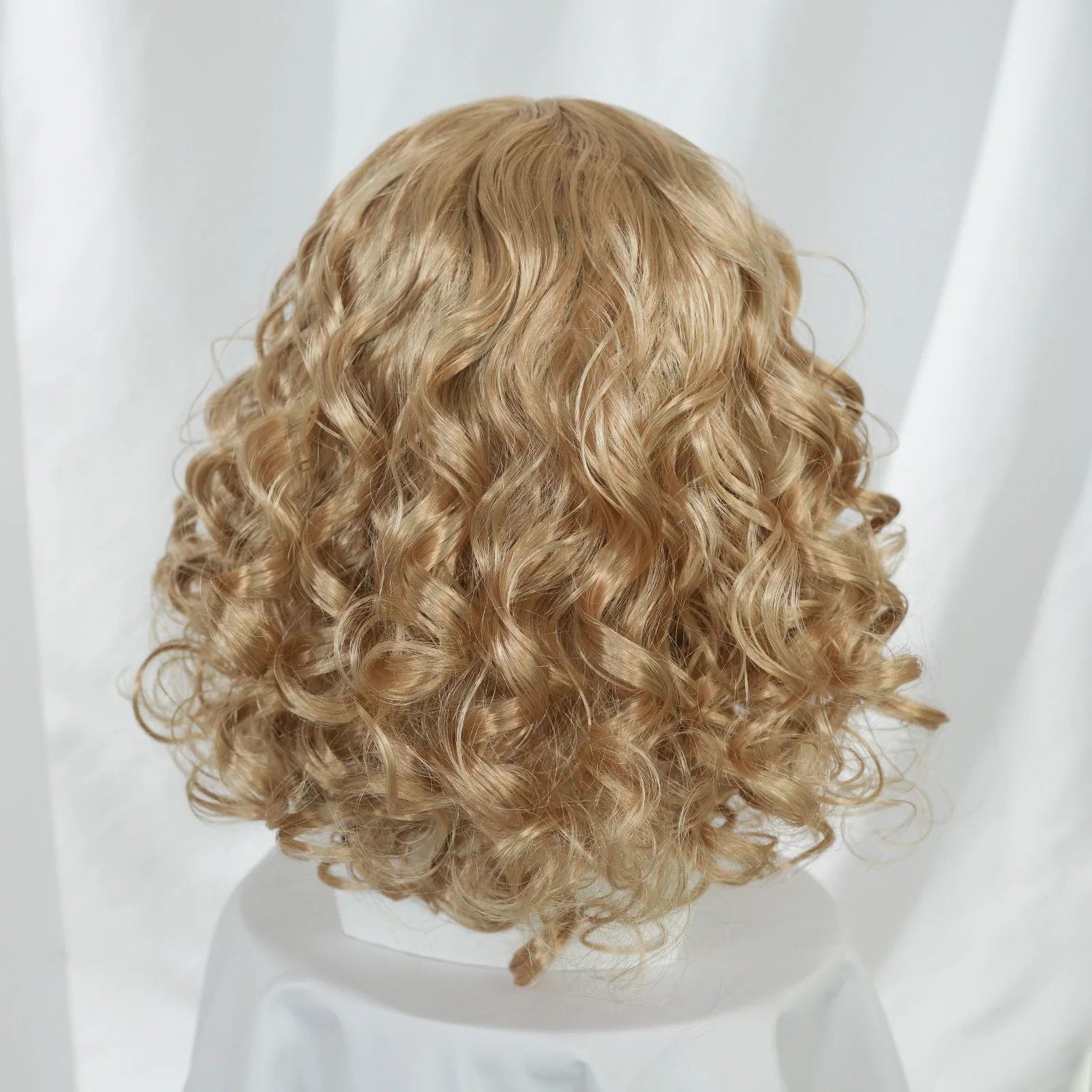 Syntetyczna peruka blond brązowa kręcona z brodą, idealna do cosplayu, peruka na Halloween dla mężczyzn, idealna dla Świętego Mikołaja, czarodzieja.