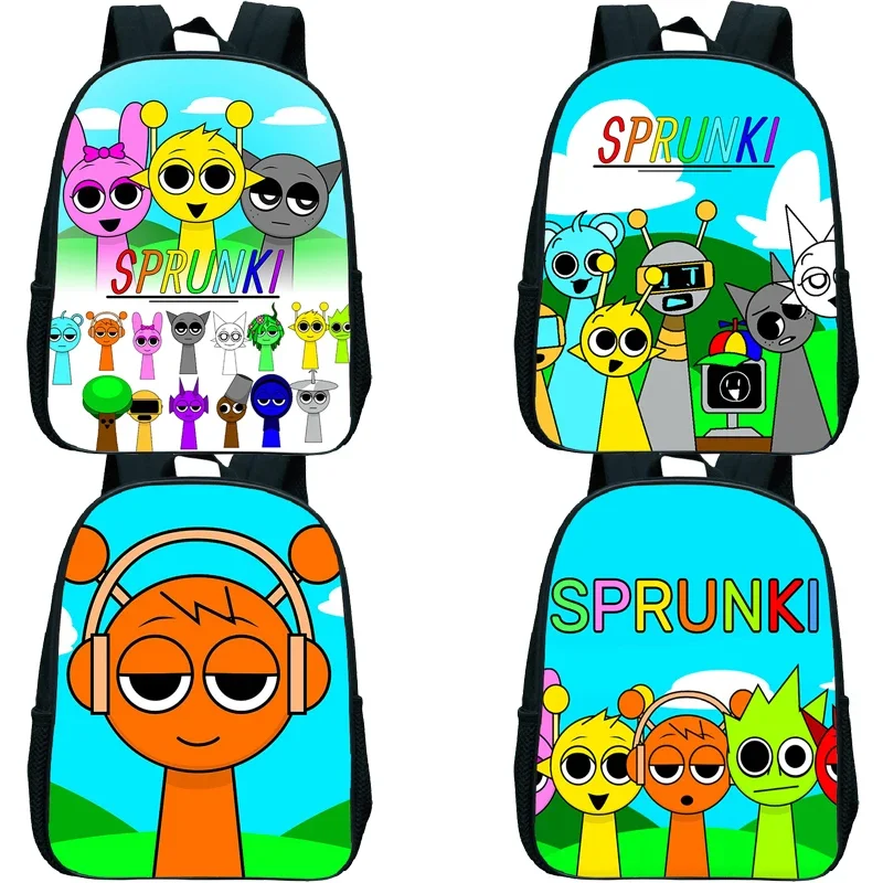 Sprunki School Backpack For Boy Girl Horror Game Sprunki School Bags Kids Backpack Cartoon Sprunki Kindergarten Bag Mochila Gift