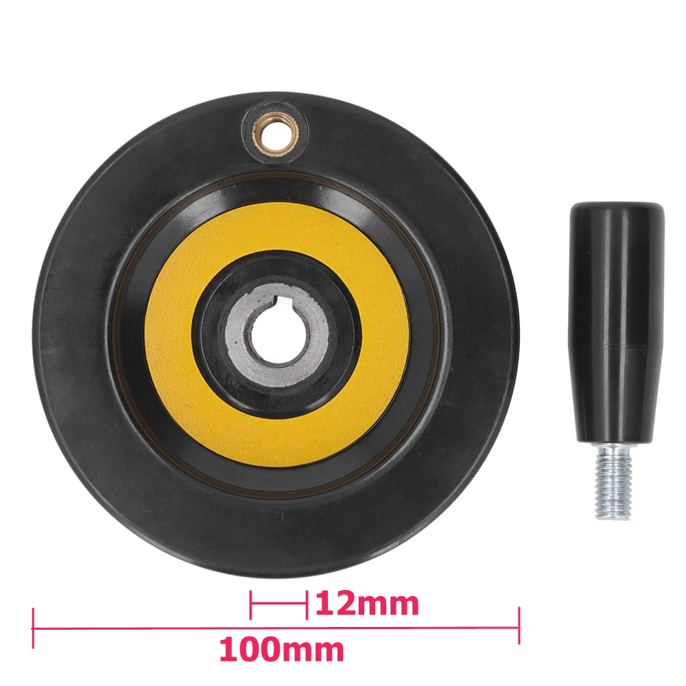 Table Saw Handwheel 12mm Center Hole 100mm Outer Diameter with Revolving Handle for Lathe Milling Machine Grinder