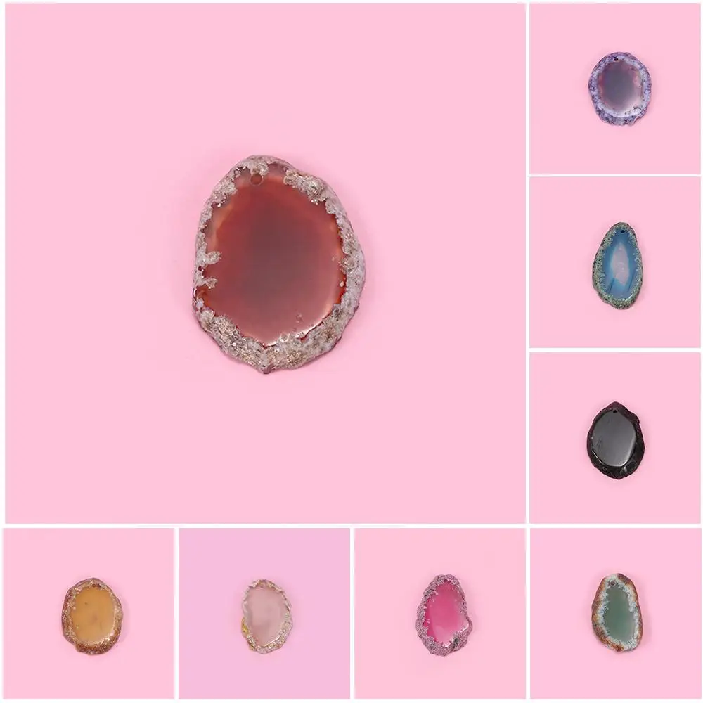 Irregular Brazil Healing Slice Stone Home Decoration Jewelry Accessories Quartz Pendant DIY