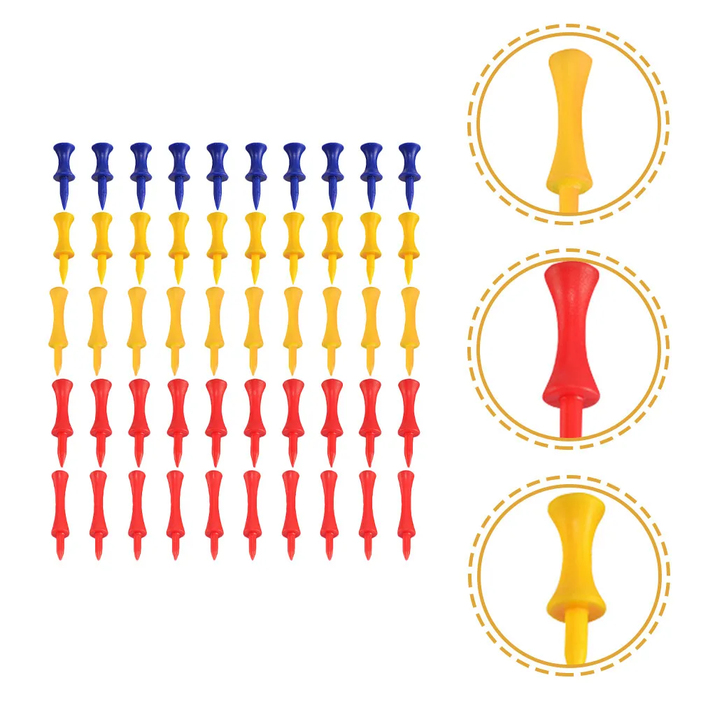 

50 шт. пластиковых ти для гольфа, прочные держатели для мячей, тренажер с низким сопротивлением для тренировок по гольфу, аксессуары для гольфа