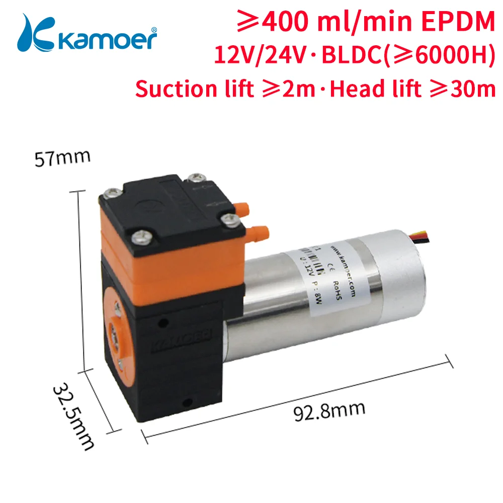 kamoer alto fluxo diafragma liquido bomba 4001400ml por min 24v 12v bldc dc motor liquido imprensa 03mpa bomba de transferencia lab klp01 01