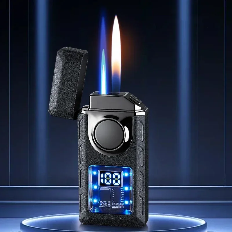 2024 New Rechargeable Pulse Windproof Cigar Lighter Jet Butane Torch Gas Two Types Flame Lighter Smoking Men Accessory Gift BBQ