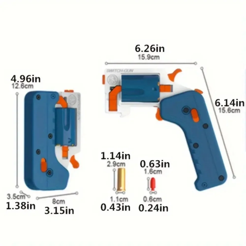 Pistola de juguete de balas blandas, revólver plegable con carcasa de 5 piezas y 24 piezas, juegos de disparos, pistolas de juguete eyectoras