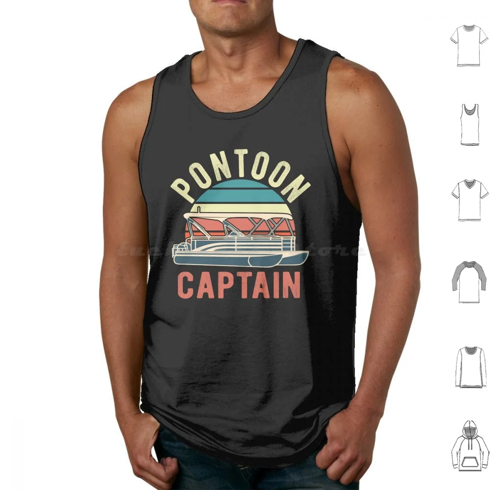 Pontoon Captain Vintage Boating Party Funny Gift For Pontooning Lover Tank Tops Print Cotton Pontoon Captain River
