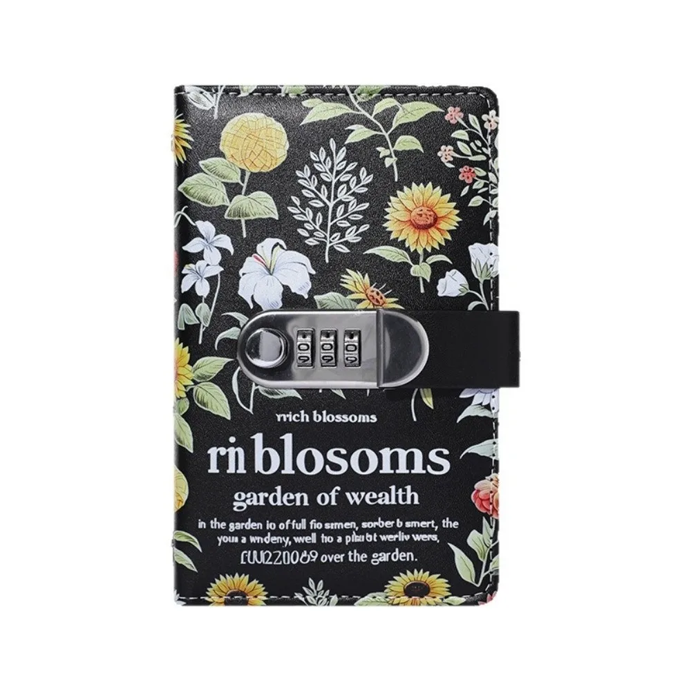 Sunflower Print Cash Saving Binder with Password Lock Large Capacity Banknote Collection Album Double-sided Budget Planner