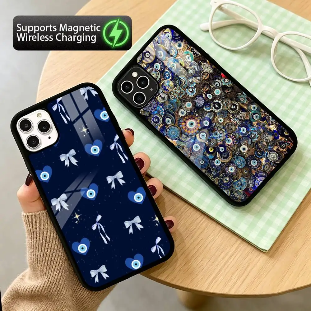 T-Turkish L-Lucky Blue Evil Eye  Phone Case For iPhone17,16,15,14,13,12,11 Plus,Pro Allows magnetic wireless charging