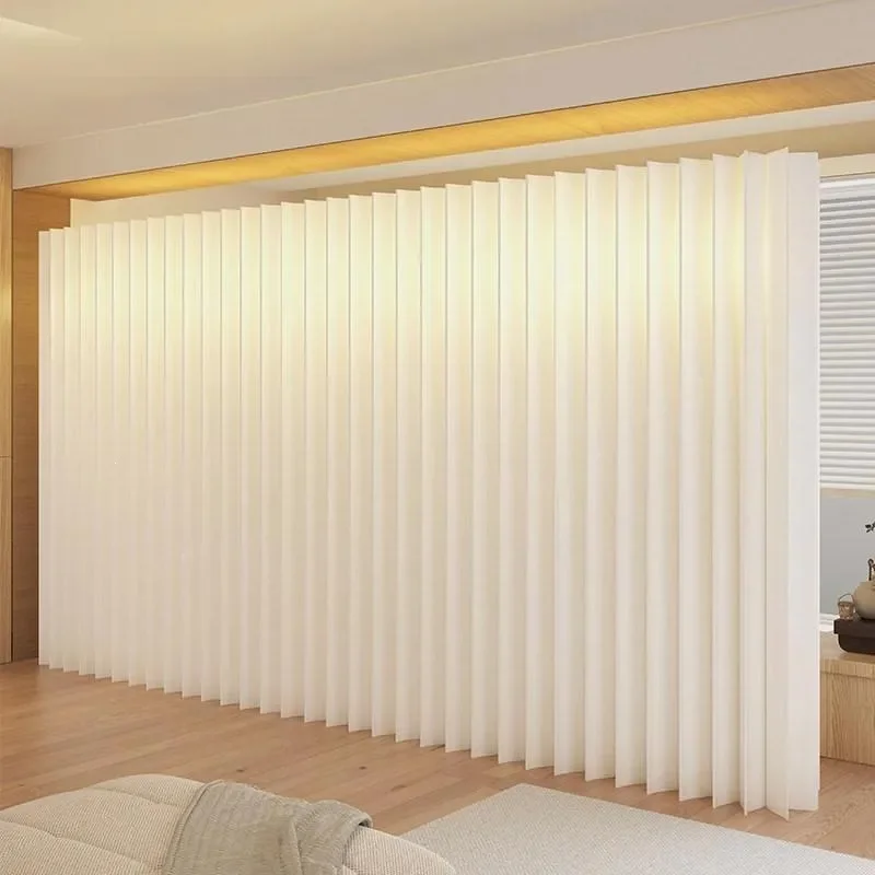 Self-Install Folding Room Divider Screen Portable Office Partition Wall Bedroom Space Separator Light Translucent Panel Decor