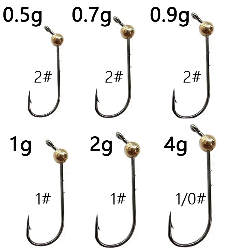 5pcs Mini Jig Head Hook Copper Head Hook Barbed Fishhook Trout Soft Worm Lure Jig Hook Fishing Tackle