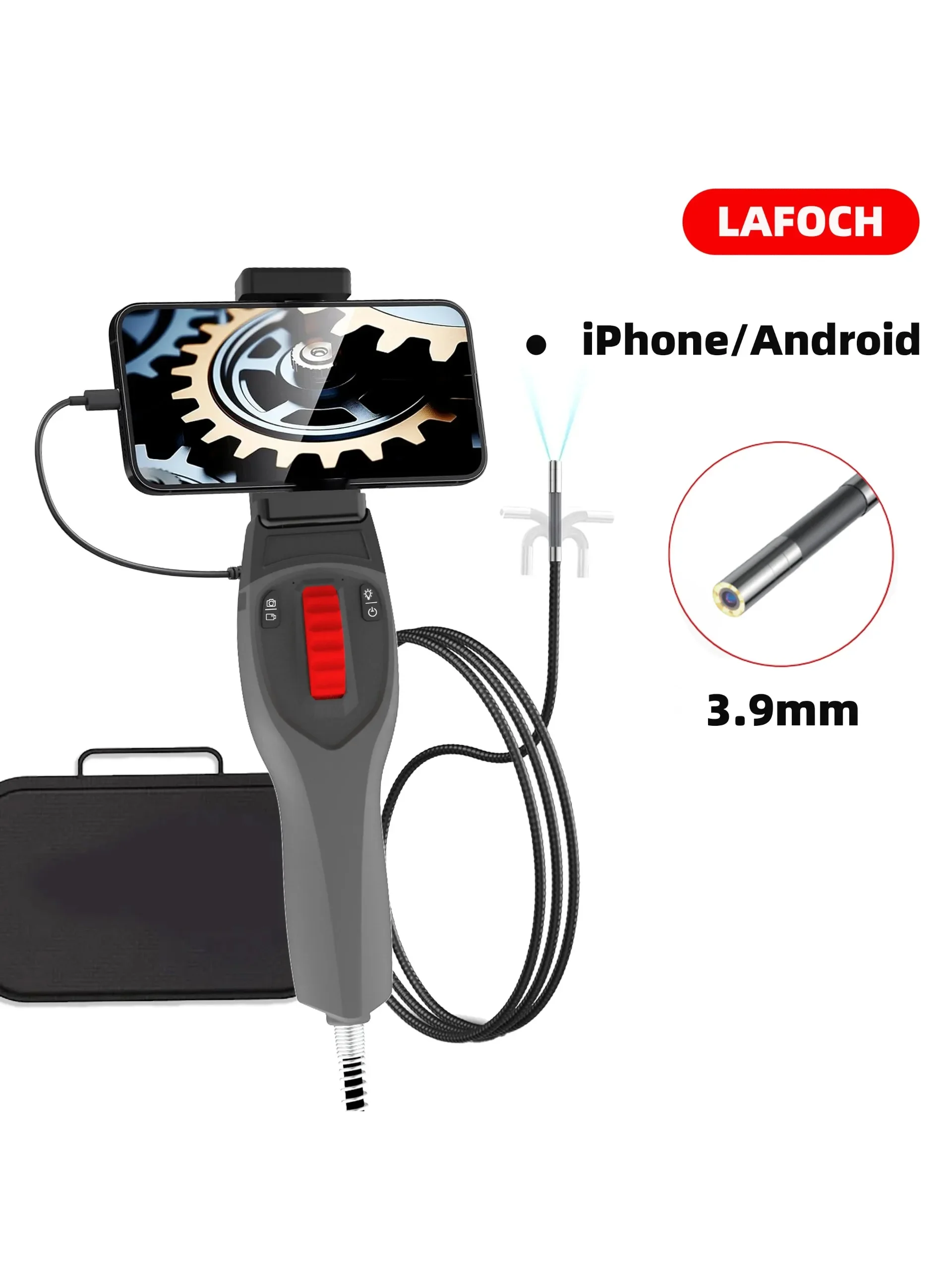 

3.9mm Two-Way Endoscope Articulating Industrial Borescope Snake Camera with Light for Automotive Inspection