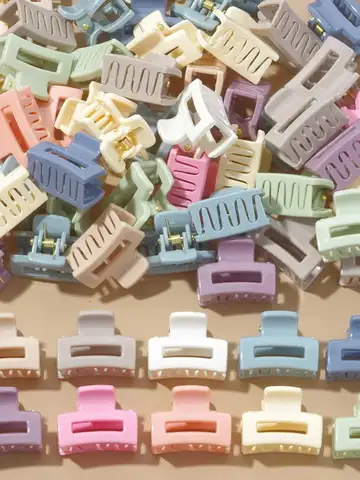20 Pcs/bag Solid Color Matte Hollow Hair Claw Clip Candy Color Catch Barrettes Stylish Hair Accessories Suitable for Women