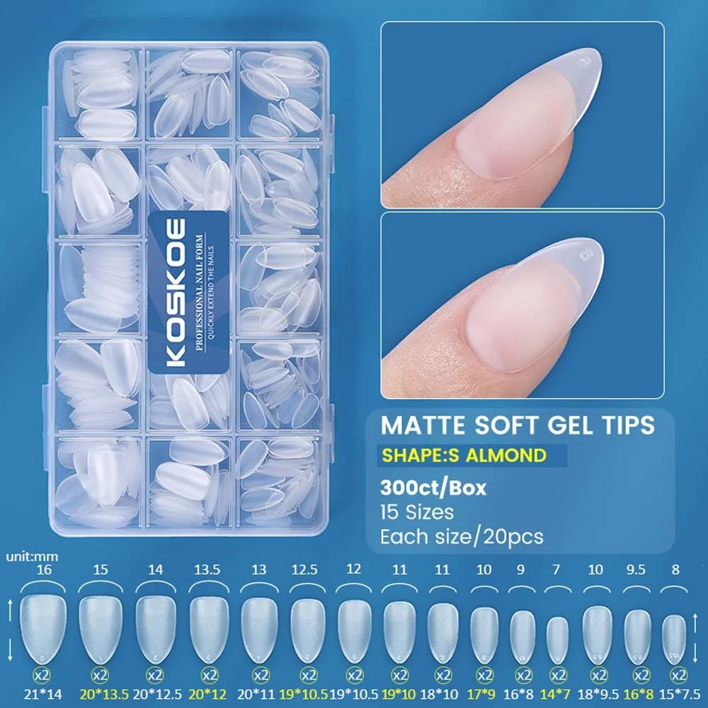 

300pcs/box Short Square Shaped Matte Soft Gel Tips Droplet Shaped Press on Nails Extension Soft Nails Elastic Solid Color