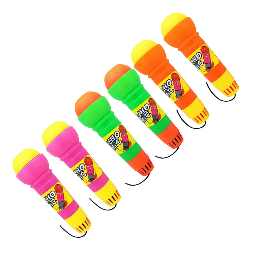 6Pcs Echo Microphone Bright Color Lightweight Kids Party Favor Plastic Voice Amplifying Microphone for Birthday Holiday