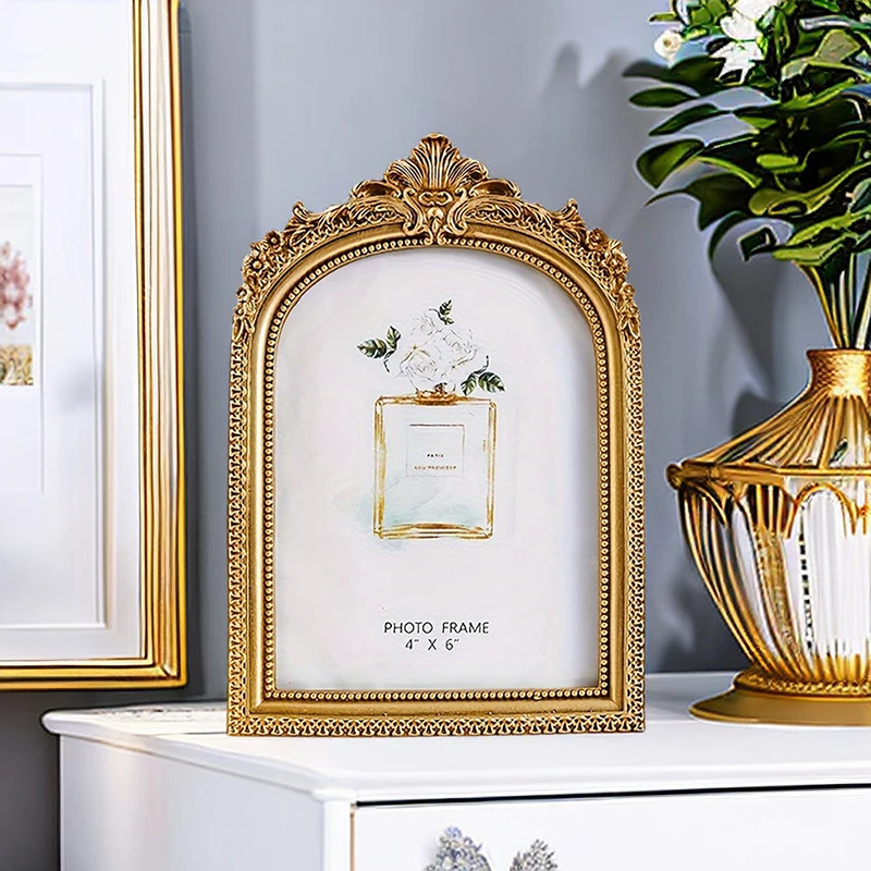 6/7 Inch Photo Frames For Home Decor Resin Vintage Photo Frame Living Room Decoration Desktop Party Gold Picture Frame Wedding