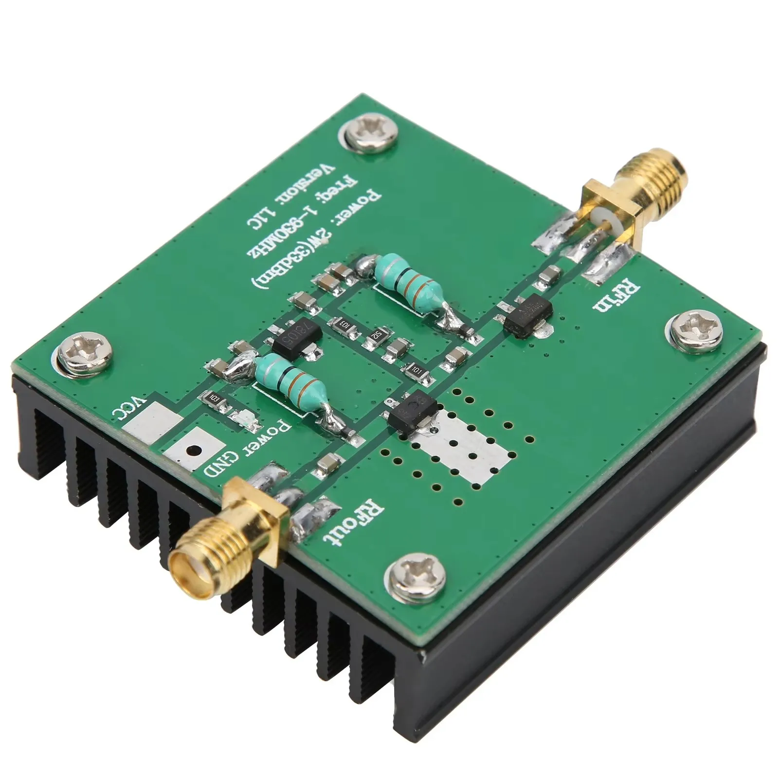 2W RF Power Wideband Amplifier Amplification Module 1-930MHz Amplifier Working Frequency 12VDC RF Power Amplification