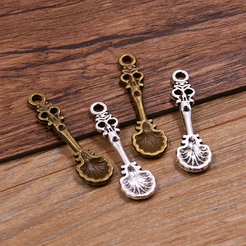 20PCS 2 Styles Two Colors Hollowed Out Spoon Fork Pendants Tableware Kitchen Charms For DIY Necklace Bracelet Jewelry Making