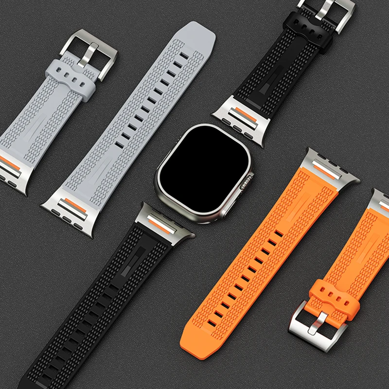 Correa para Apple Watch Band Ultra 2 49mm 45mm 44mm 40mm 41mm 46mm 42mm pulsera de silicona ajustable iWatch Series 10 7 6 3 se 8 9