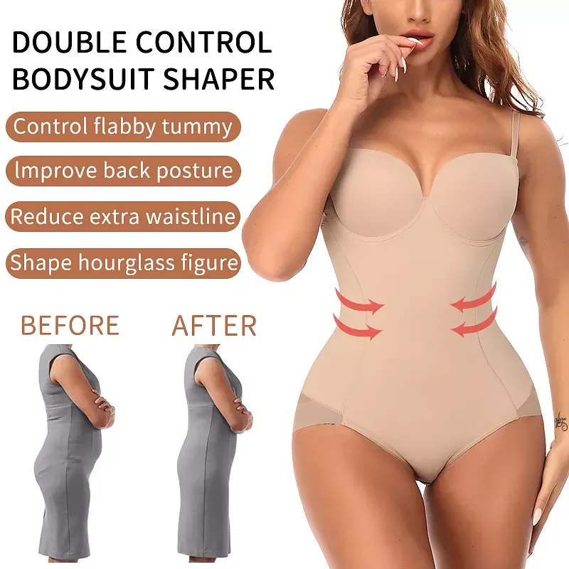 Body Shaper for Women Tummy Control Shapewear Bodysuit Waist Trainer Fajas One Piece Built-In Bra Jumpsuit Tops Slim Underwear