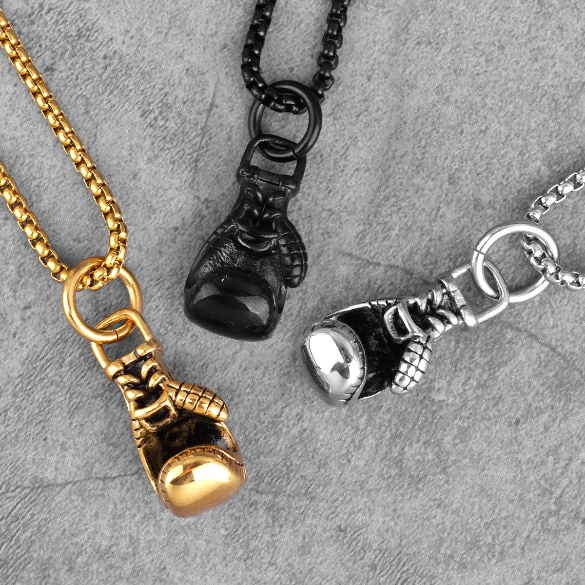 Boxing Gloves Boxer Men Necklaces Pendant Chain Punk HipHop for Boyfriend Male Stainless Steel Jewelry Creativity Gift Wholesale