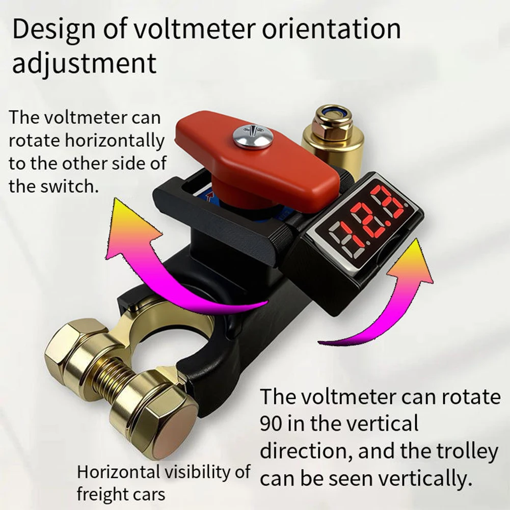 Car Battery Disconnect Switch Negative Terminal Cut Off Real-Time Voltage Monitoring Suitable For Most 12V / 24V Vehicles
