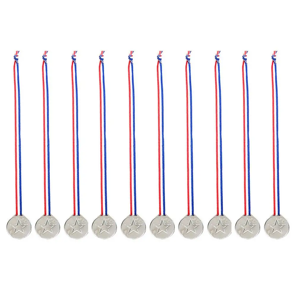 10pcs Gold Silver Bronze Award Medal with Neck Ribbon 1st Prize Medal Winner Medal Adults Kids Outdoor Souvenir