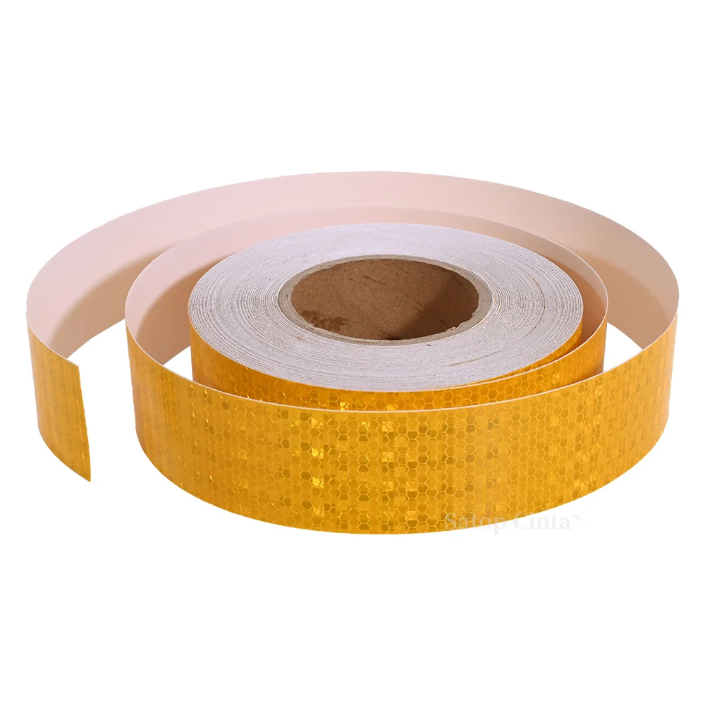 5cmx50m Honeycomb Yellow Reflective Safety Tape With Shiny Star Reflector Sticker Strong Adhesive Retro Reflect Tape For Vehicle