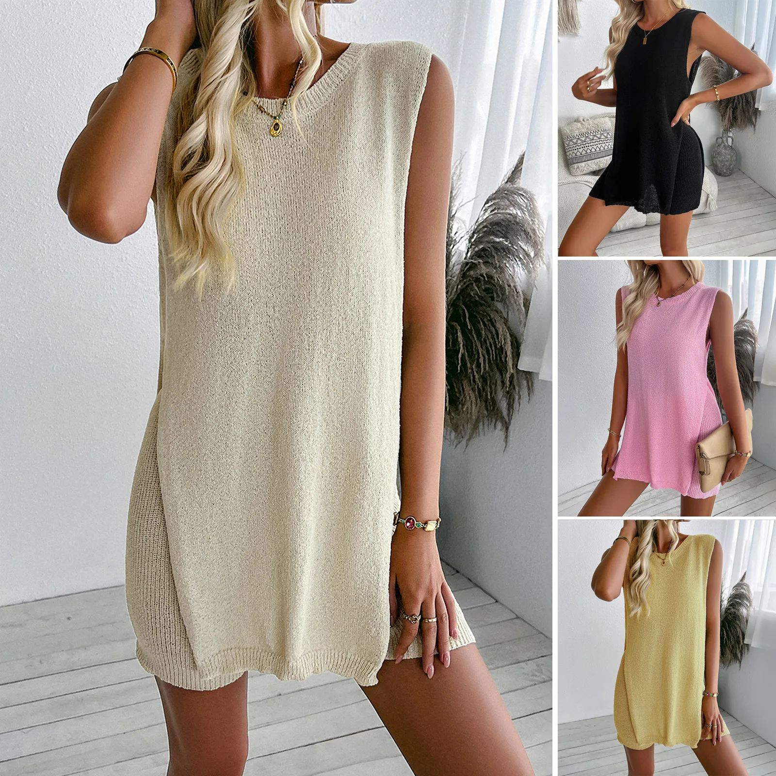 

Модный повседневный вязаный свитер и брюки, женский комплект весна-лето 2024, orth Sle, костюм из двух предметов Ele Transoceanic Design