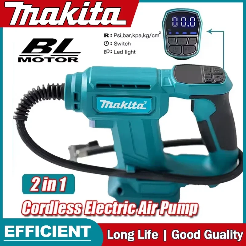 

Беспроводной воздушный насос Makita, портативный автомобильный насос для накачивания шин, воздушный компрессор с цифровым дисплеем, надувной насос для лучшего 18 В