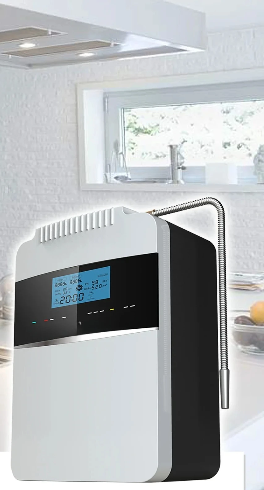 Water Filter with 8 Ti-Pt  Plates pH 2.5-11.2 Kangen Water Ionizer Hydrogen