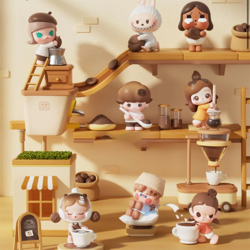 

Genuine POPMART Pop Bean Coffee Factory Series Blind Box Collectible Cute Mini Figures Desktop Decor Model Toys Mystery Gift Set