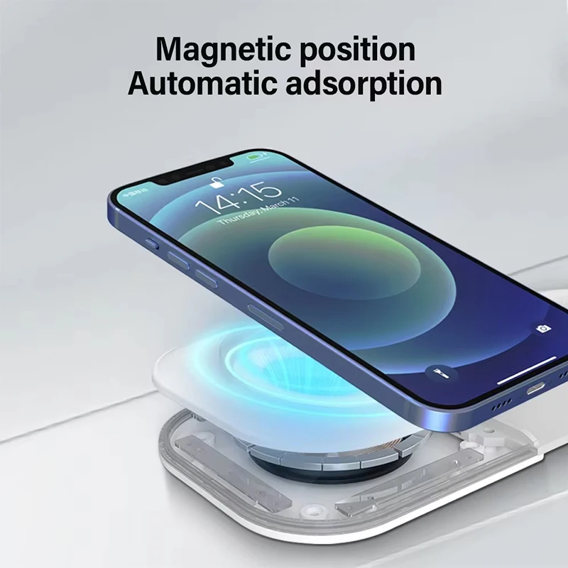 Universal Qi2 Magnetic Foldable Charging Station Travel Charger for iPhone Samsung Xiaomi OPPO 3 in 1 Wireless Charger view 4