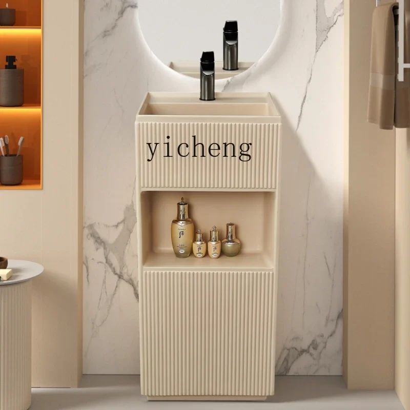 a1 Cream Style Column Wash Basin Integrated Vertical Floor Sink Wash Basin