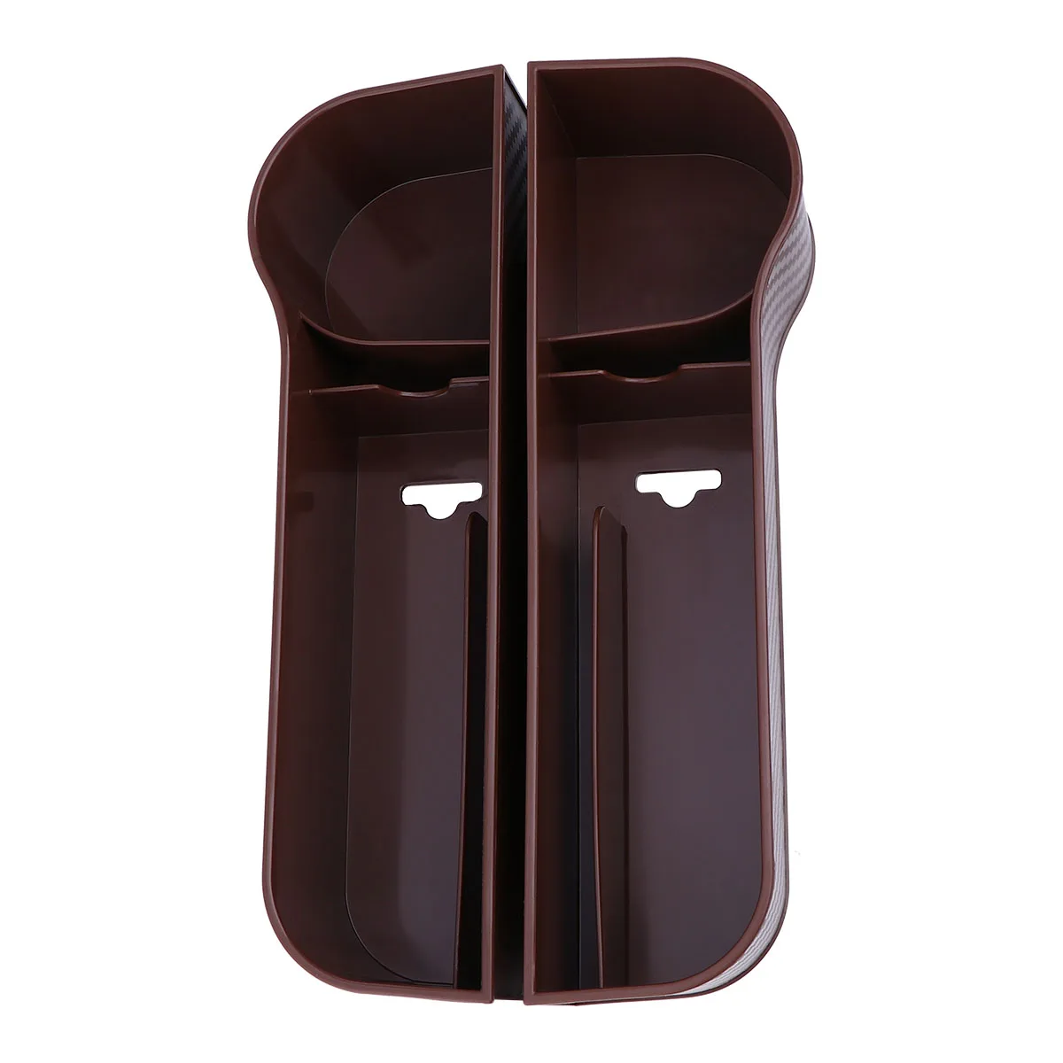 

2pcs Gap Organizer Abs Storage Box For Phone Wallet Keys Drinks Space Saving Car Seat Crack Holder Brown Front Passenger Driver