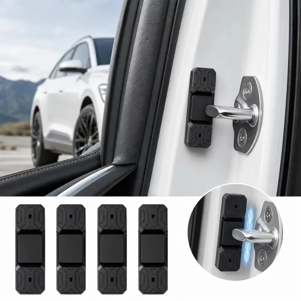 4Pcs Magnetic Silicone Car Door Latch Buffer Shock Pad Reduce Closing Noise Anti-Vibration Door Lock Protector Accessories